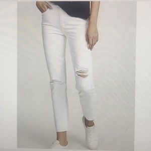 PAIGE Hoxton High Rise Slim Leg White Cotton Jeans
